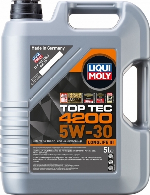 Моторное масло LIQUI MOLY Top Tec 4200 5W-30 специально для Volkswagen Audi Group, 5л