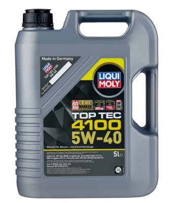 Моторное масло LIQUI MOLY Top Tec 4100 5W-40 специально для Mercedes Benz, BMW, Porsche, Volkswagen Audi Group под EURO 5, 5л